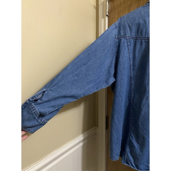 WRANGLER Vintage Western Wear for Women Blue Denim Ruffle Long Sleeve Cotton  L - Picture 10 of 13